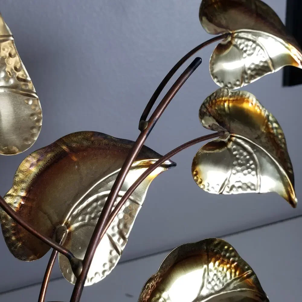 Vintage Mid Century 3D‎ Metal Wall Art With Leaves MCM Hollywood Regency Decor